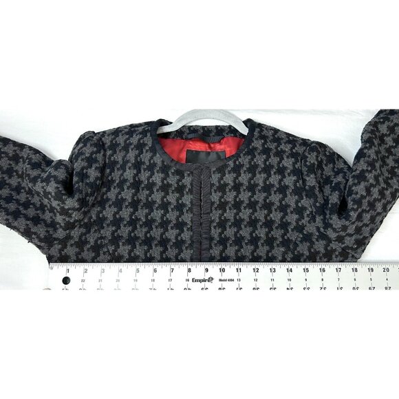 Mossimo Tweed Jacket Womens M Houndstooth Collarless Black Grey Twee 3/4 Sleeve - Picture 7 of 13